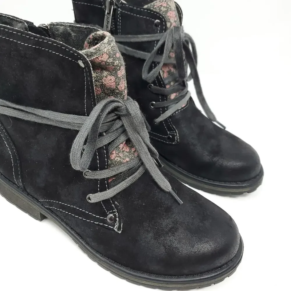Roxy RG Bowman - Lace-up Faux Leather Boots in Black Size 3